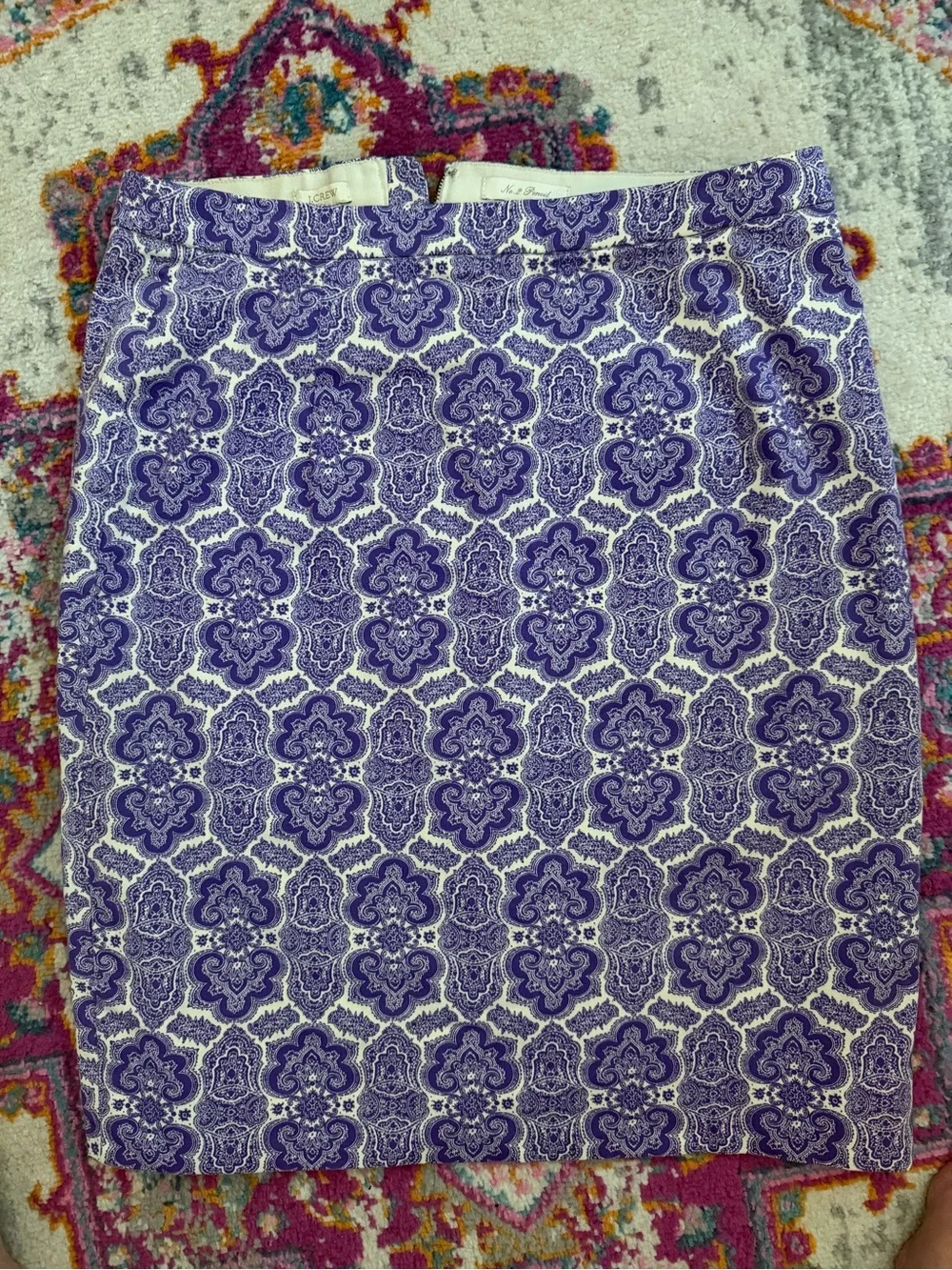 J. Crew Purple Printed Pencil Skirt